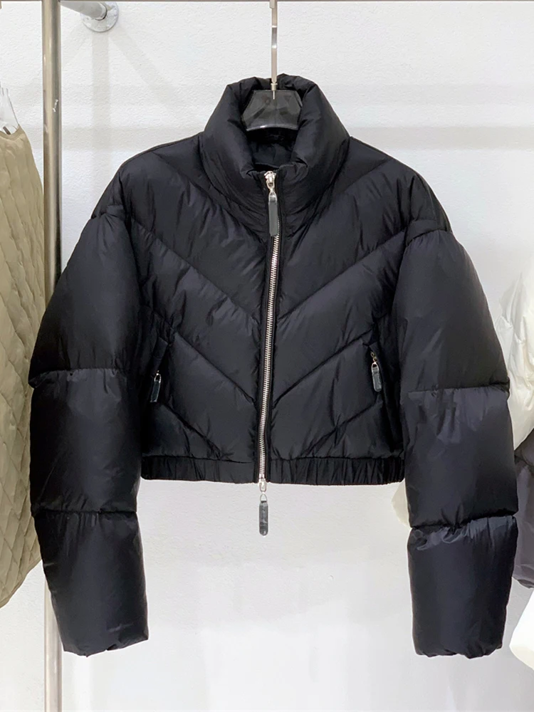 Повседневный модный пуховик на молнии женская теплая водолазка коричневого и