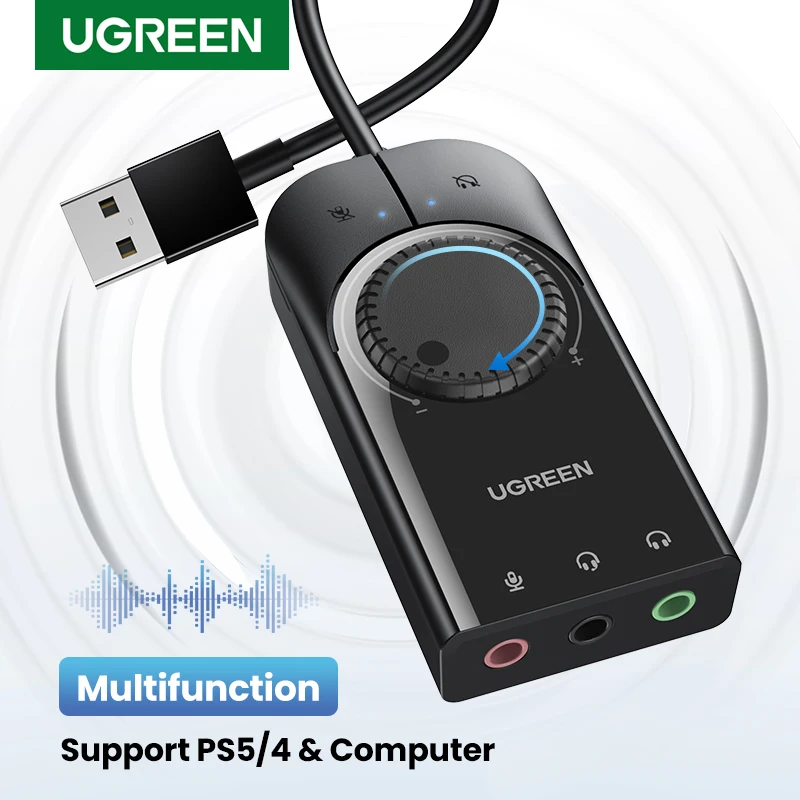 UGREEN звуковая карта USB аудио интерфейс внешний 3 5 мм микрофонный адаптер для пк