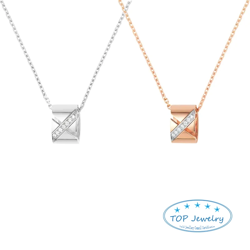 

French luxury brand jewelry 925 sliver rose gold half diamond LIENS EVIDENCE necklace for lovers