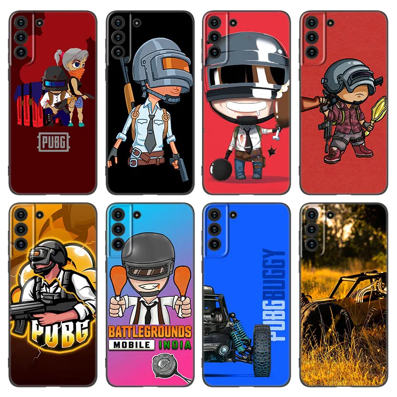 Cute PUBG Soldier Phone Case For Samsung Galaxy S20 S21 FE S22 Ultra S10 Lite S10E S9 S8 Plus S7 Edge Soft TPU Black Cover