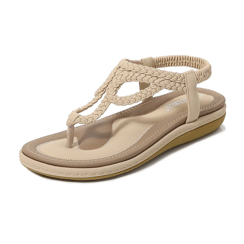 

Women Summer Woven Sandls Simple Lightweight Leisure Shoes Flat Heel Flip Flops