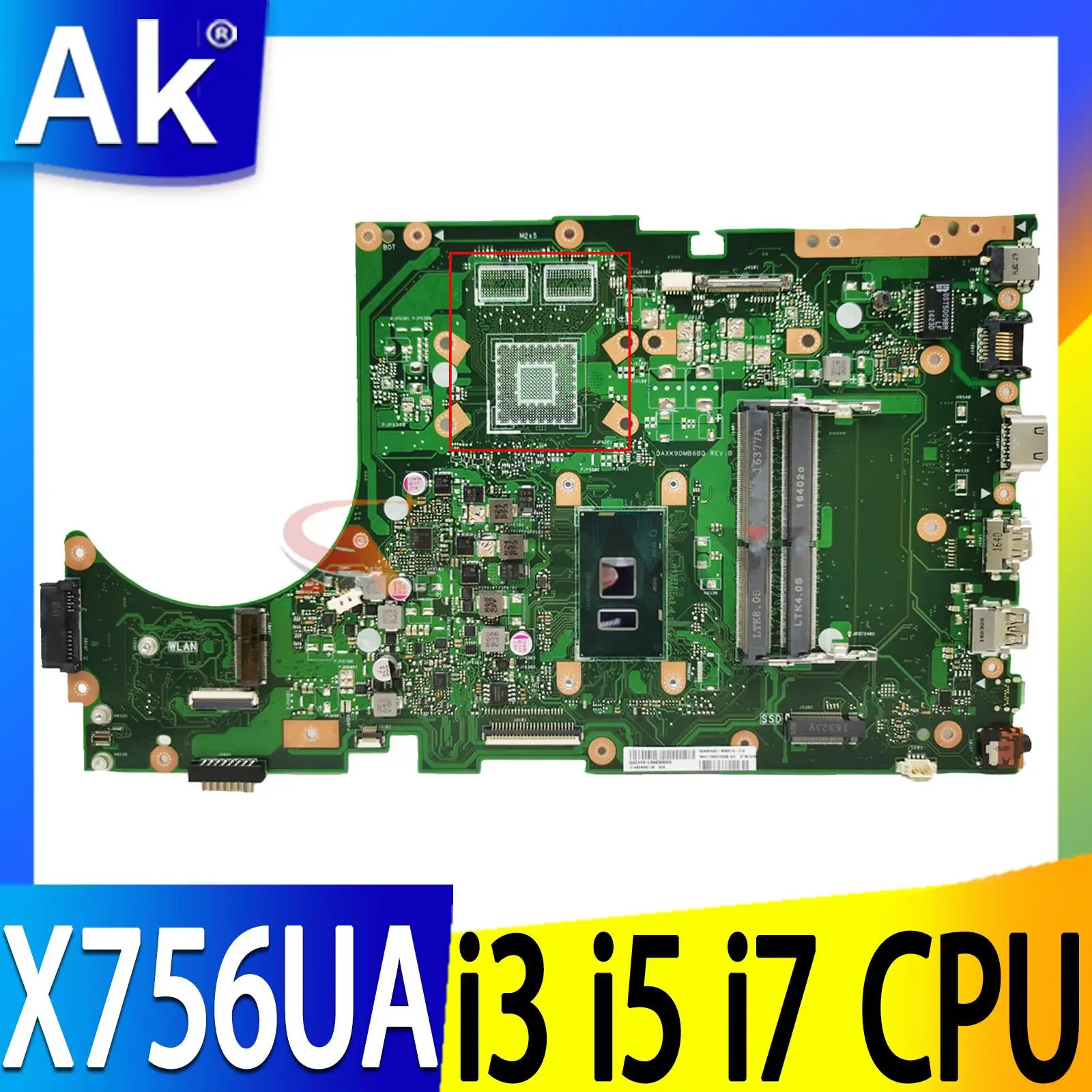 

X756UV Motherboard For Asus X756UV X756UAK X756UA X756UJ X756UXM X756UQK X756UW W/I3- I5-I7-6th CPU DDR4/DDR3 100% Test OK