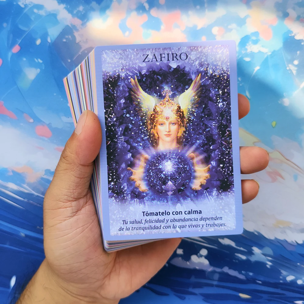 Cristales y Ángeles - Колода для карточек испанского оракула | Большой размер с