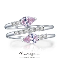 vinregem real 925 sterling silver pear pink sapphire synthetic moissanite wedding anniversary ring for women gift drop shipping
