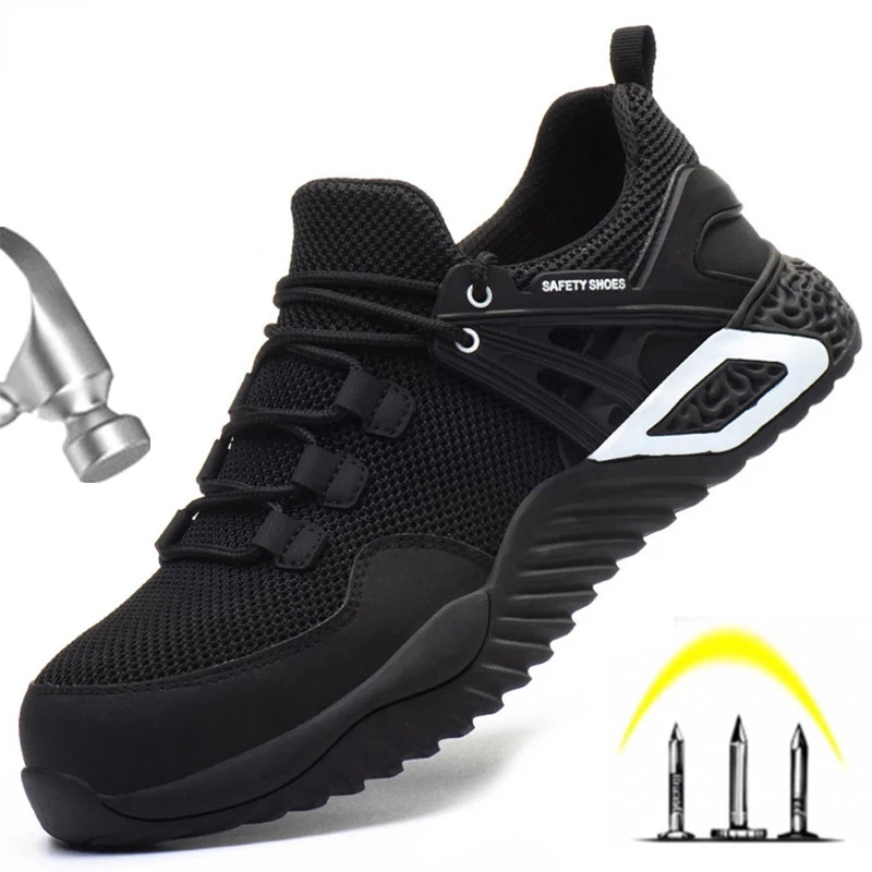 

New Work Shoes Safety Shoes Men Indestructible Work Sneakers Male Steel Toe Shoes Lightweight Men Shoes Slip-on Industrial Shoes