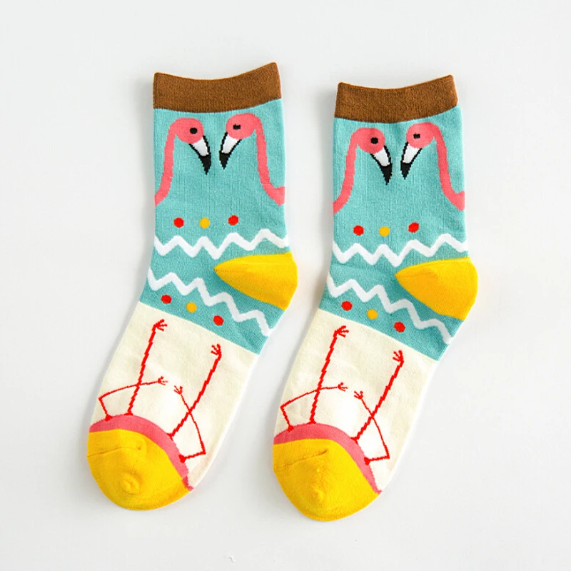 

Funny Soft Fashion Harajuku Bird Cartoon Animal Flamingo Cotton Socks Comfortable In Tube Female Women Girl Sox Calcetines 2023