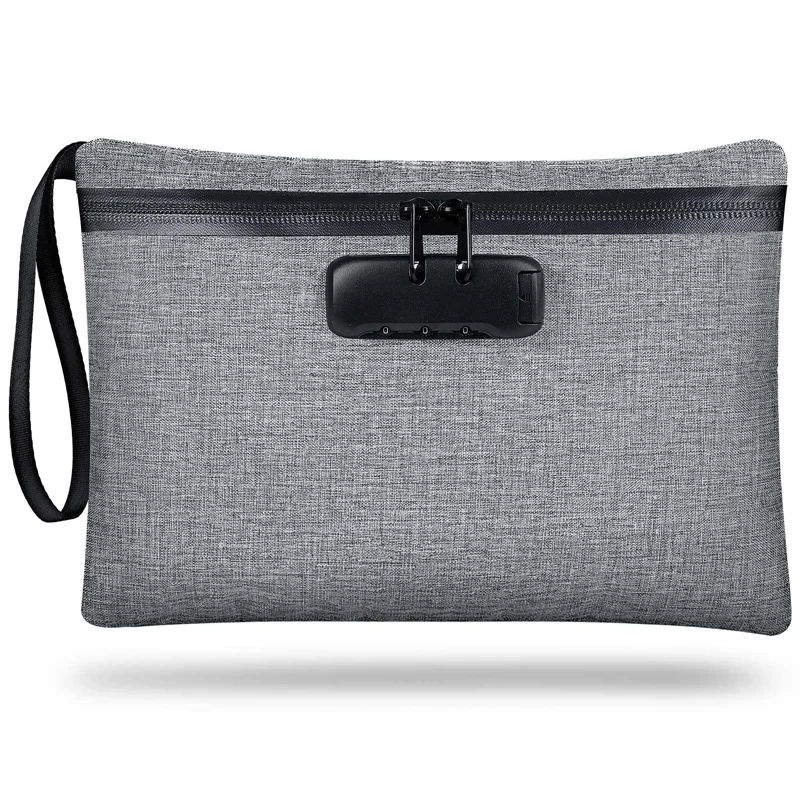 

NEW-Money Bag With Lock,11X7.5In Money Pouch For Travel Storage, Durable Smell Proof Bag With Zipper For Cash, Bank Deposits