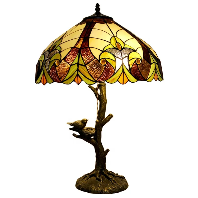 

LongHuiJing, настольная лампа Тиффани из витражного стекла в европейском стиле, освещение для гостиной и столовой