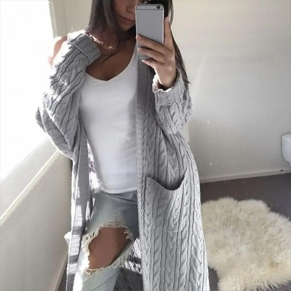 

Fashion Autumn Women Clothing Female Solid Knitted Pocket Splicing Long Sleeve Outerwear Ladies Daily Cotton Shopping Clothing