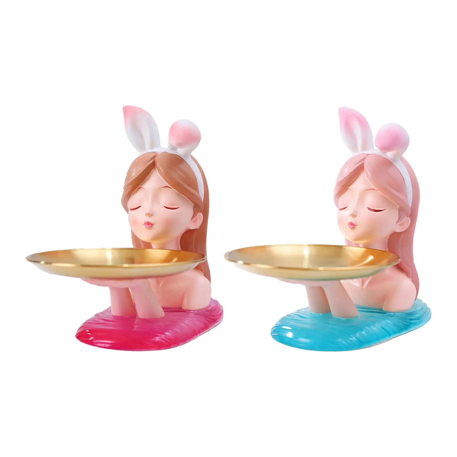 

Креативная Статуэтка для девушек, лоток для хранения, конфеты, ювелирные изделия, кольцо, полимерные изделия, милый Органайзер, офисный наст...