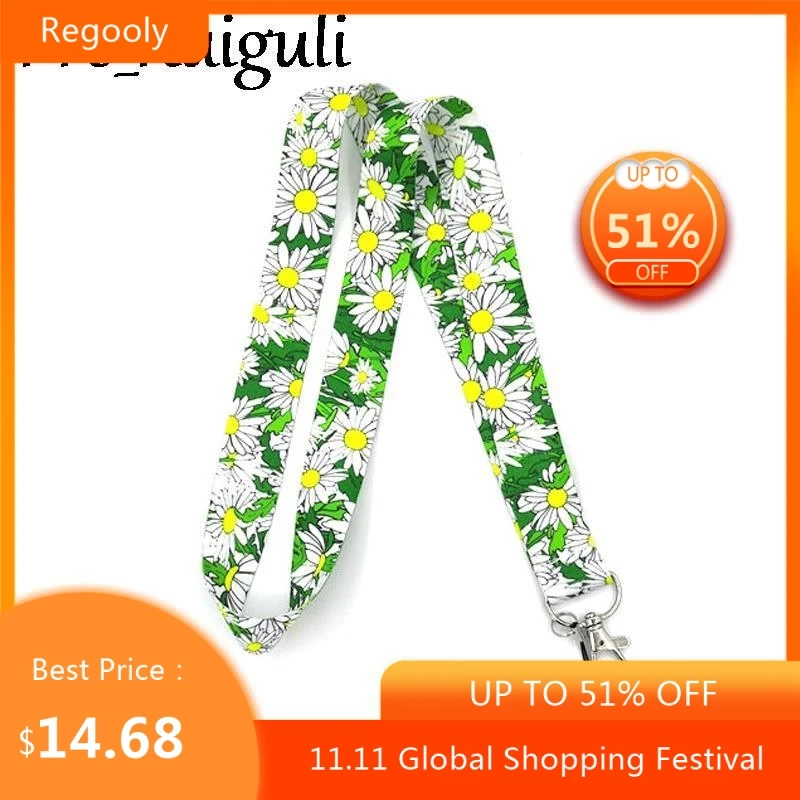 

30pcs Daisy sunflowers vintage cartoon funny Neck Strap Lanyards ID badge card holder keychain Mobile Phone Strap Gifts
