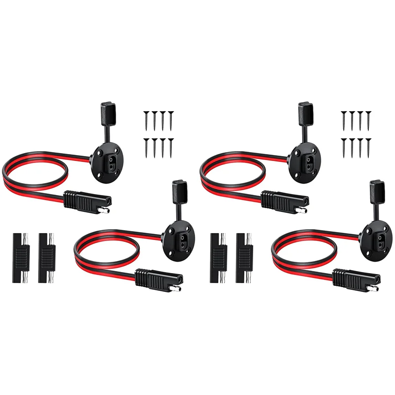 

2X SAE Power Socket Side Wall Port Solar Panel Flush Mount Connector Plug Cable for Solar Generator Battery Charger