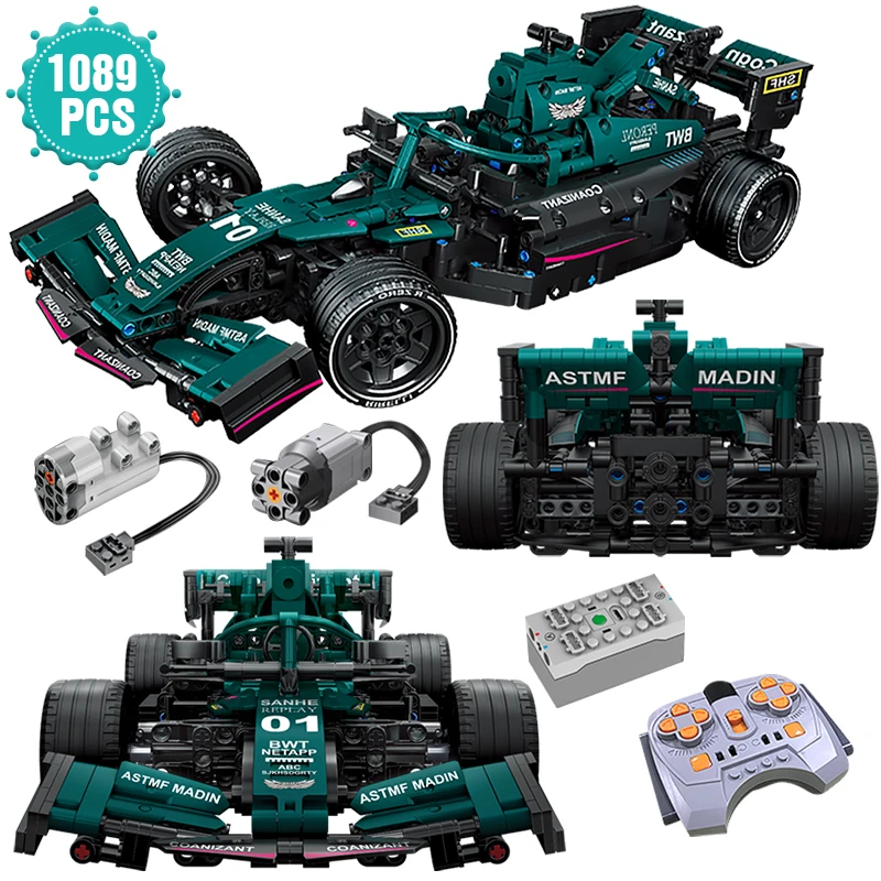 

City Technic RC Racing Vehicle Building Blocks F1 Green Sports Car Bricks Assembly MOC Toys Gift For Adulte Boys