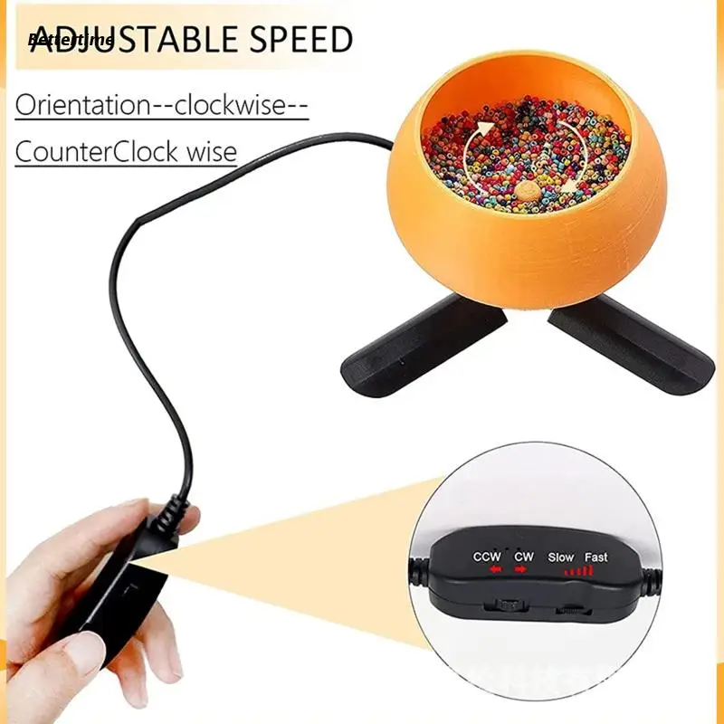 

B36D Beads Spinner with 2 Pcs Beading Needles Electric Spin Bead Loader Bowl