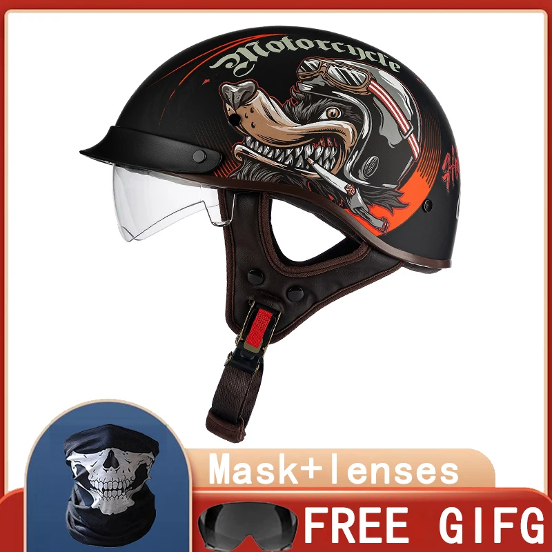 

Retro Motorcycle Helmet Four Seasons scooter Helmet Half Face Motorbike Crash Helmet Casco For Honda Vespa Yamaha kawasaki KTM
