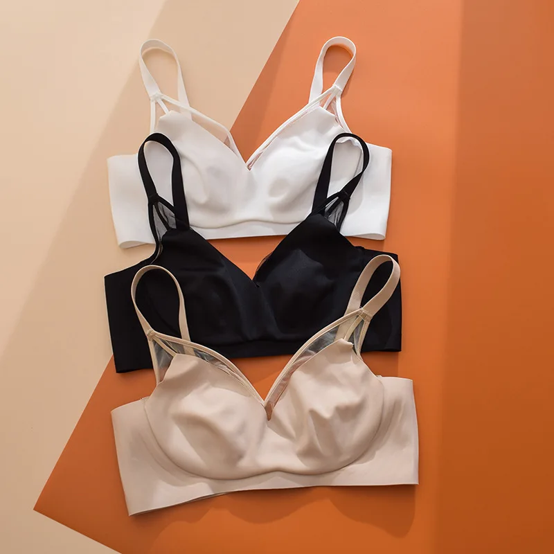 

Wasteheart New for Women Black Pink Wireless Female Bras Push Up Padded One-Piece Bra Seamless Padded Cup B C Underwear
