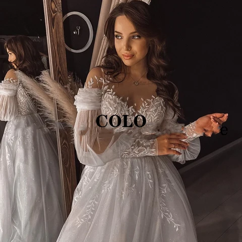 Wedding Dresses 2022 Women's Dresses  Off Shoulder Tulle Applique Princess Bride Dress White Floor Length Wedding Evening Gown
