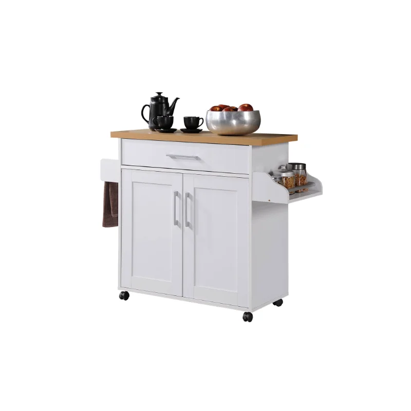 

Kitchen Cart with Spice Rack plus Towel Holder, White