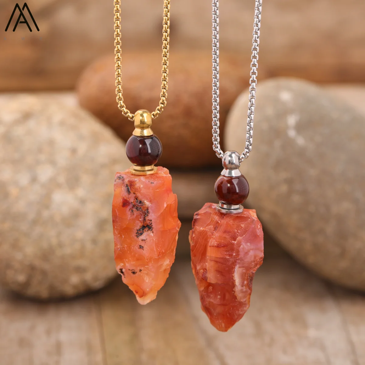 Ожерелье с диффузором эфирного масла из грубого красного агата для женщин, модное ожерелье с драгоценным камнем в флаконе духов, лечебное украшение рейки, подарки на день рождения