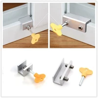 2 piece set aluminum alloy door frame safety lock with key adjustable sliding double layer window lock