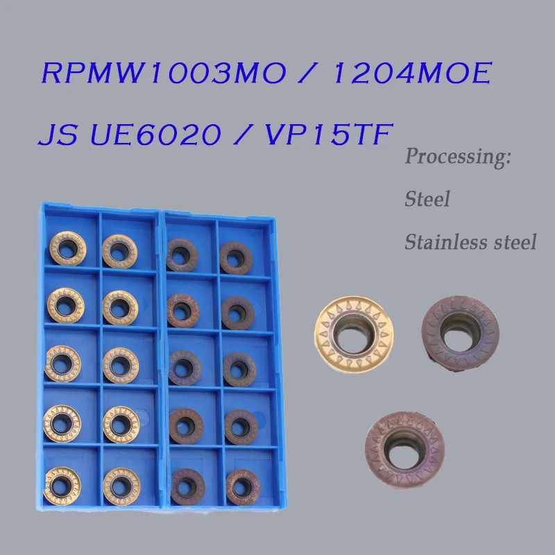 

RPMW1003MO / RPMT1204MOE JS UE6020 / VP15TF Carbide Inserts Milling Blade CNC Mechanical Lathe Metal Turning Tool