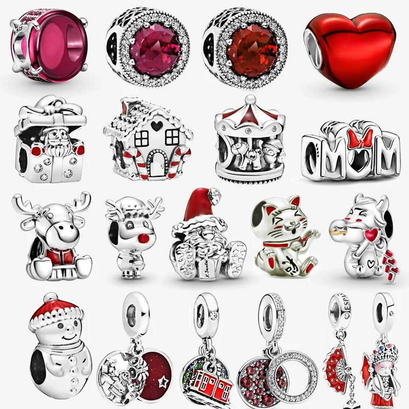 

Подлинные Подвески в виде красного сердца, подходят для браслетов Pandora