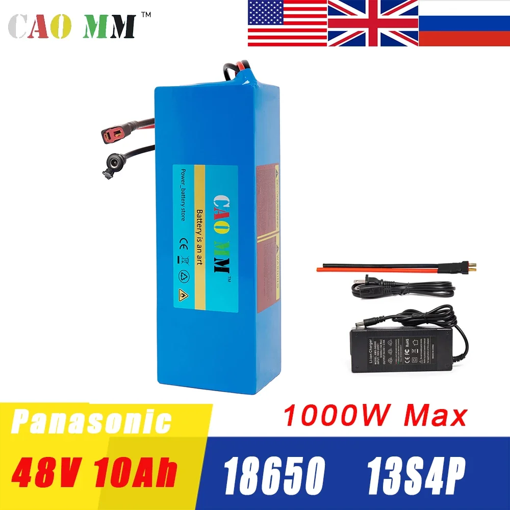 

48V 10Ah Ebike Battery Pack 18650 Lithium Battery for 1000W Motor Electric Bike Bicycle Scooter with 30A BMS 42V 2A Charger