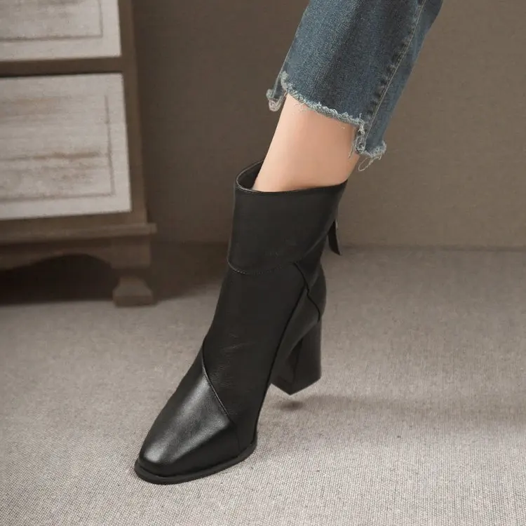 Роскошные женские ботильоны из искусственной кожи на молнии сзади современные