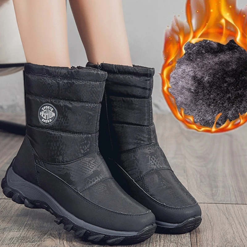 

ботинки на платформе ботильоны женские кеды Зимние женские зимние ботинки, теплые флисовые ботинки большого размера, уличные походные ботинки на плоской подошве, водонепроницаемые хлопковые ботинки, женские ботинки