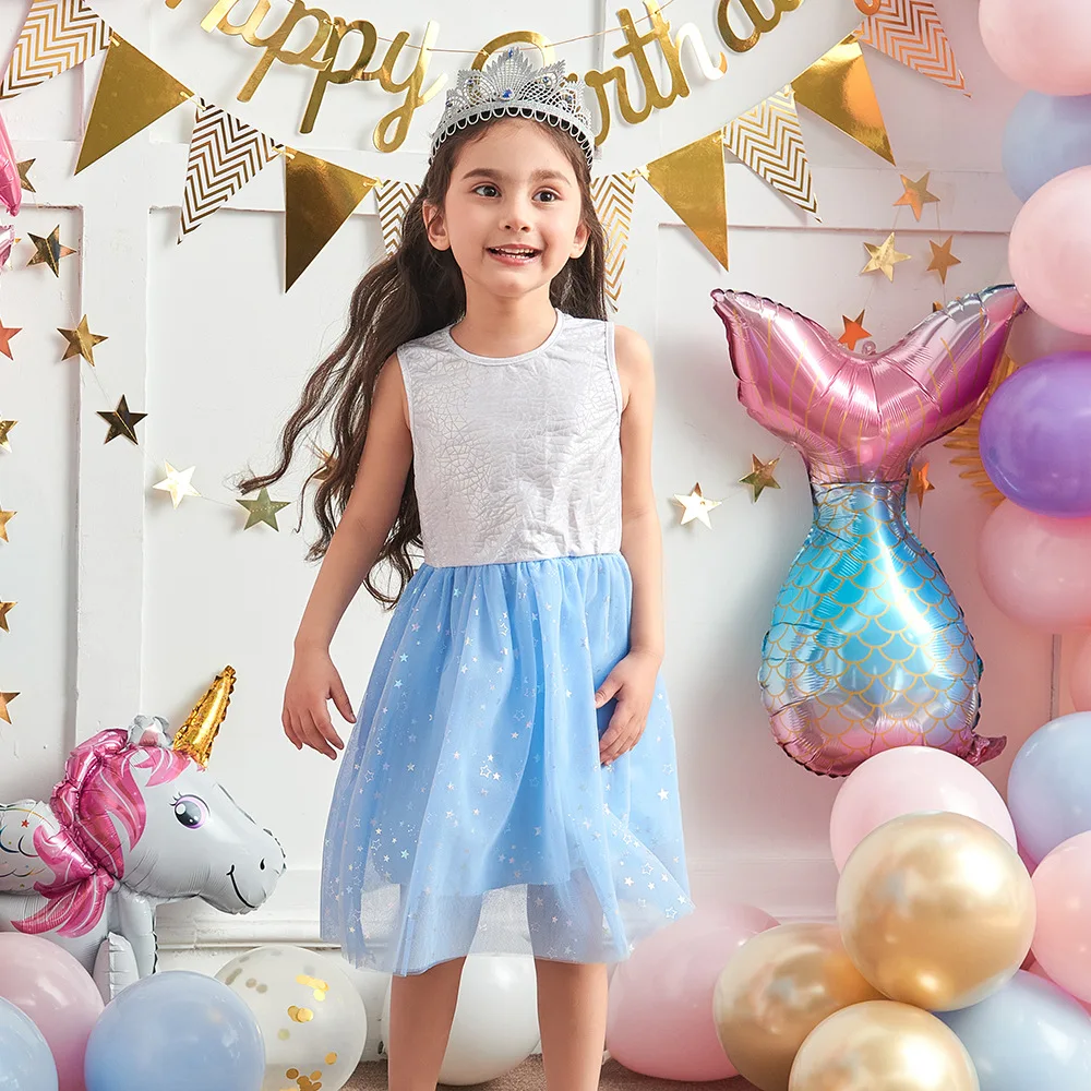 

Disney Mesh Lace Princess Dress Sequins Long Sleeve Autumn Dress Kids Birthday Party Wedding Tulle Dresses Children Clothing