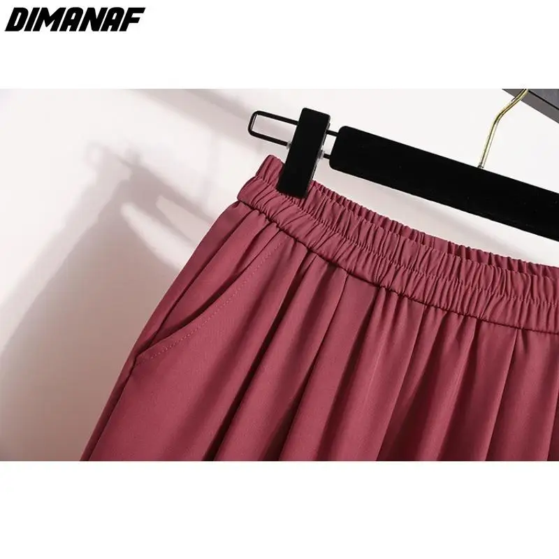 Женские свободные шаровары Dimanaf длинные винтажные брюки из искусственного