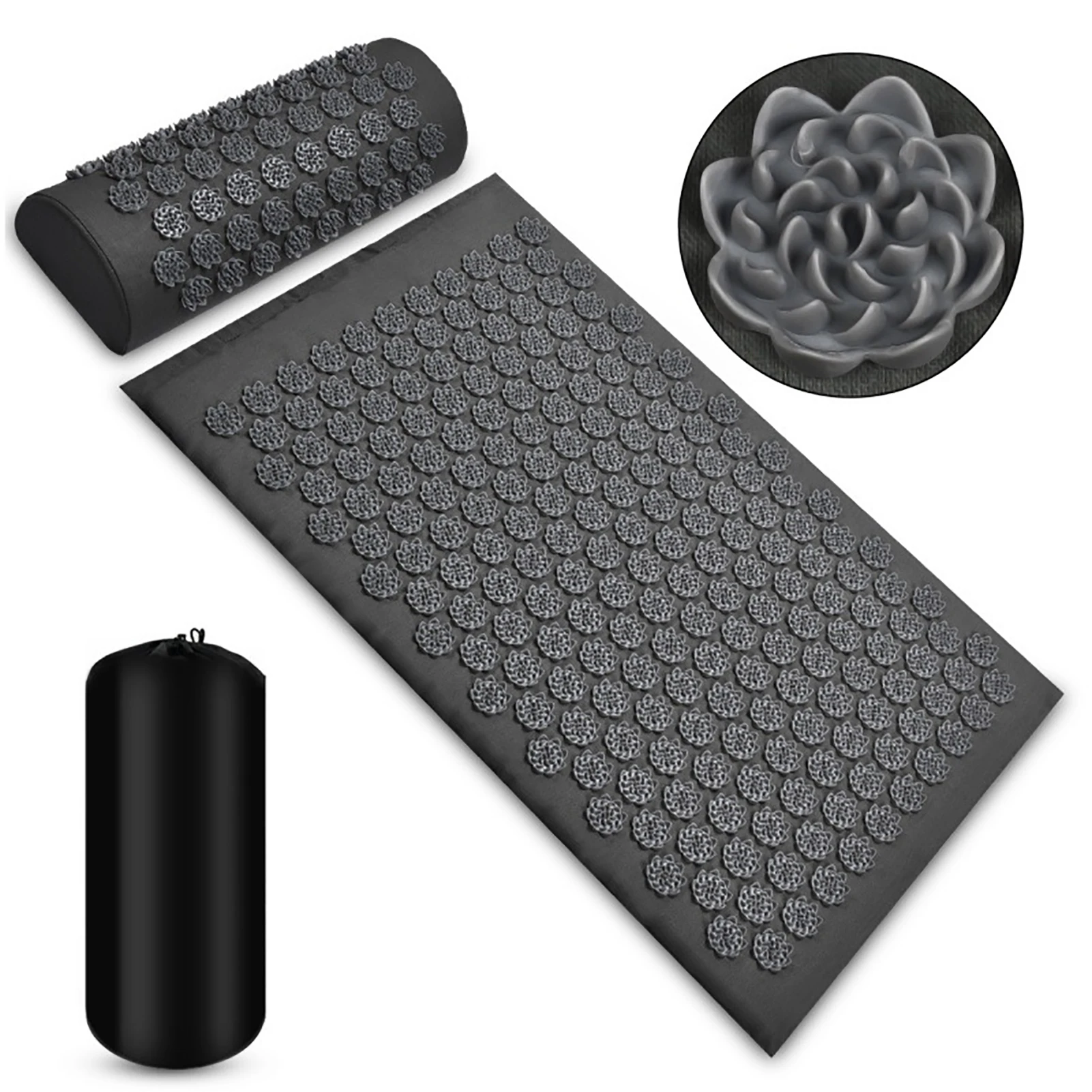 

Massage Mat And Pillow Set Three-Piece Water Drop Lotus Shape Yoga Massage Cushion With Oxford Bag Massage Cushion