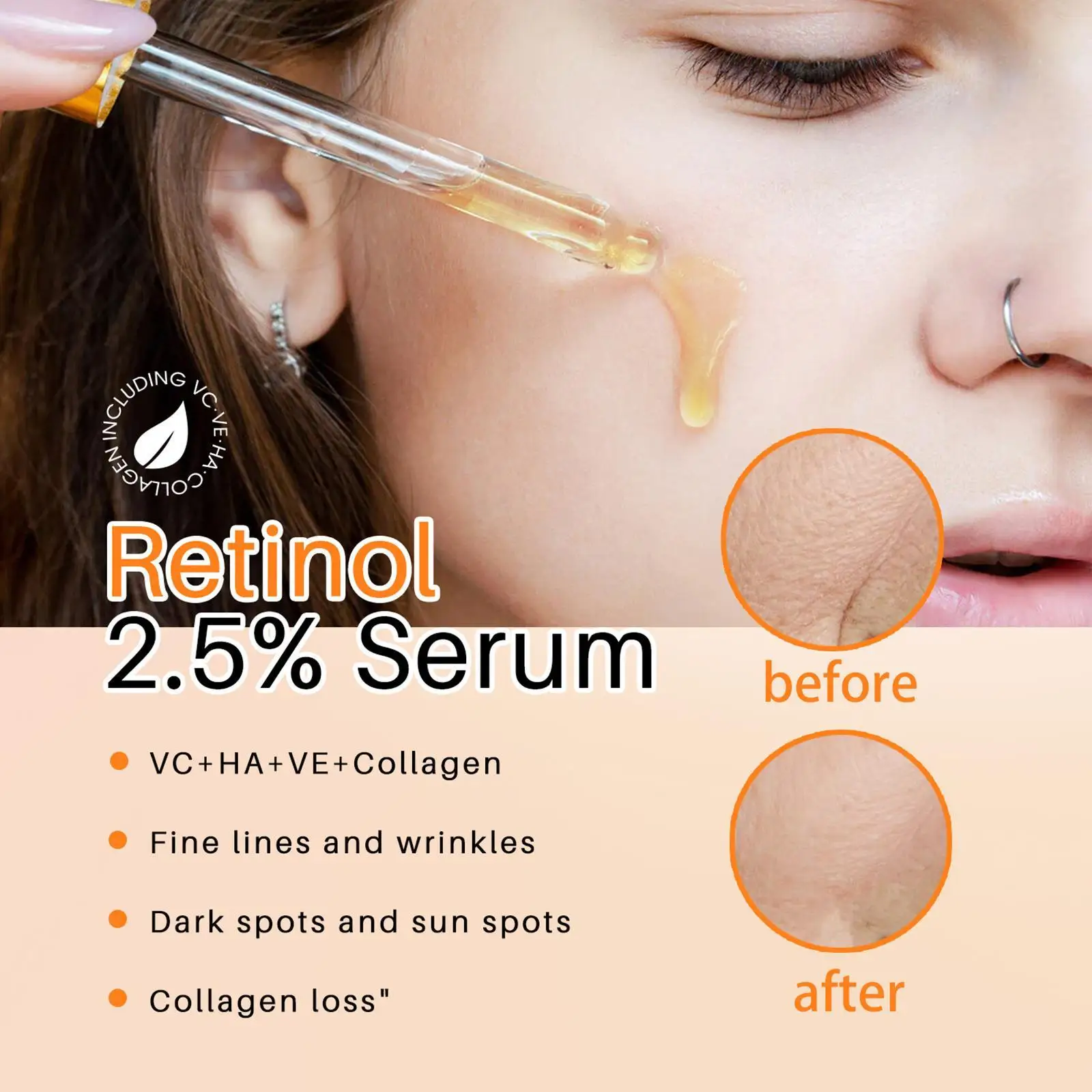 

2.5% Retinol Firming Serum Facial Eye Anti-aging Wrinkle Essence Fade Fine Lines Lift Firm Moisturizing Nourish Korean Cosmetics