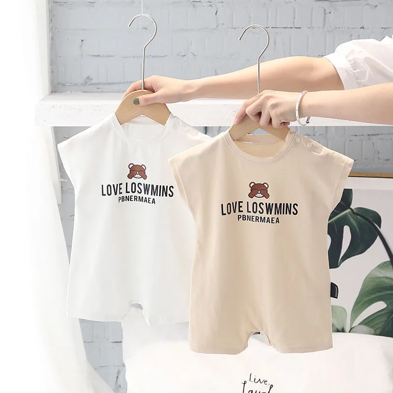 

Summer Baby Short Sleeve Clothes Boys Romper Girl Jumpsuit Infant Playsuit Korean Cute Bear Print Newborn Romper Casual Outfit