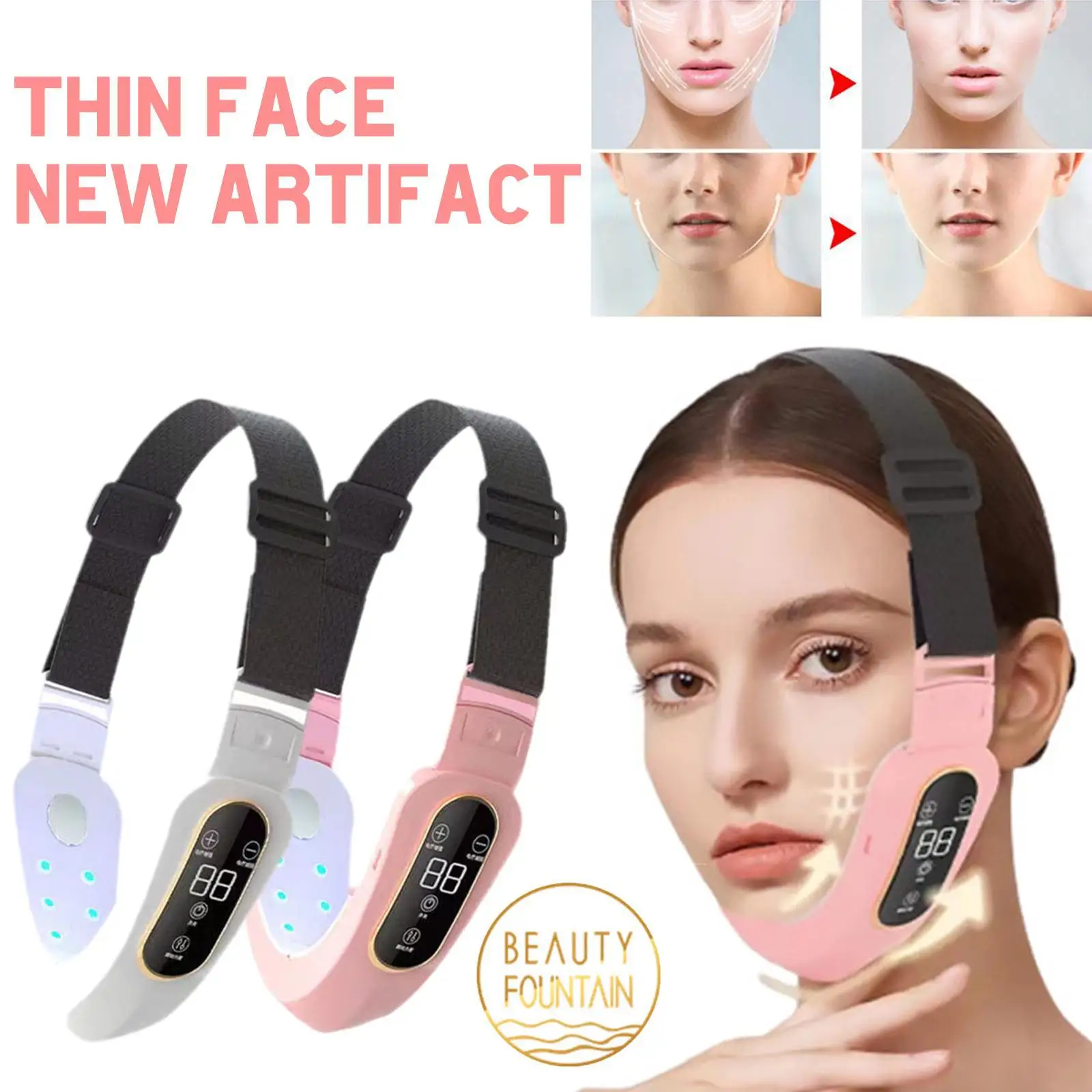 

Face Massager LED Photon Therapy Facial Slimming Vibration Face Lift Devices Double Chin V-shaped Cheek Firm Facial Muscles