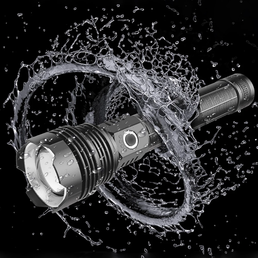 

Светодиодный фонарик Xhp70 в стиле милитари, зарядка через USB Type-C, телескопический перезаряжаемый фонарь с 5 режимами, 26650*2