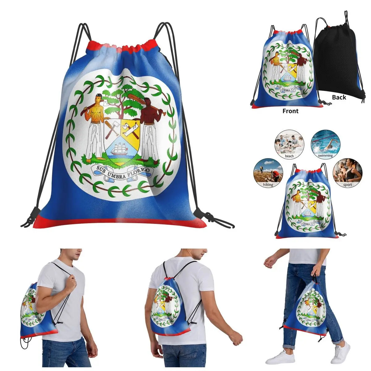

Backpack Nerd Drawstring Bags Gym Bag Belize Flag Vintage Drawstring Backpack
