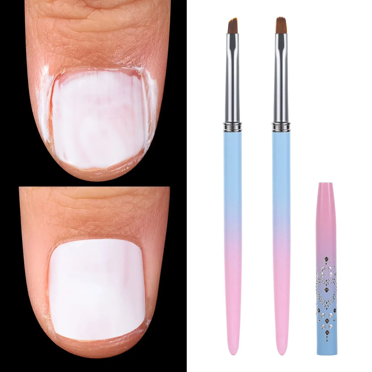 

Nail Art Clean Up Brushes Round and Angled Nail Brushes for Cleaning Polish Mistake on the Cuticles for Nail Art and Designs