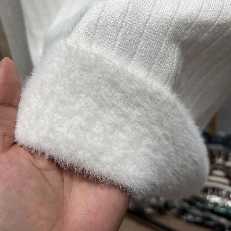 Thermal Underwear for Women Fleece Lined Tops Thick Knitted Sweater Top Winter Thermal Undershirt Thermo Bottoming Shirt