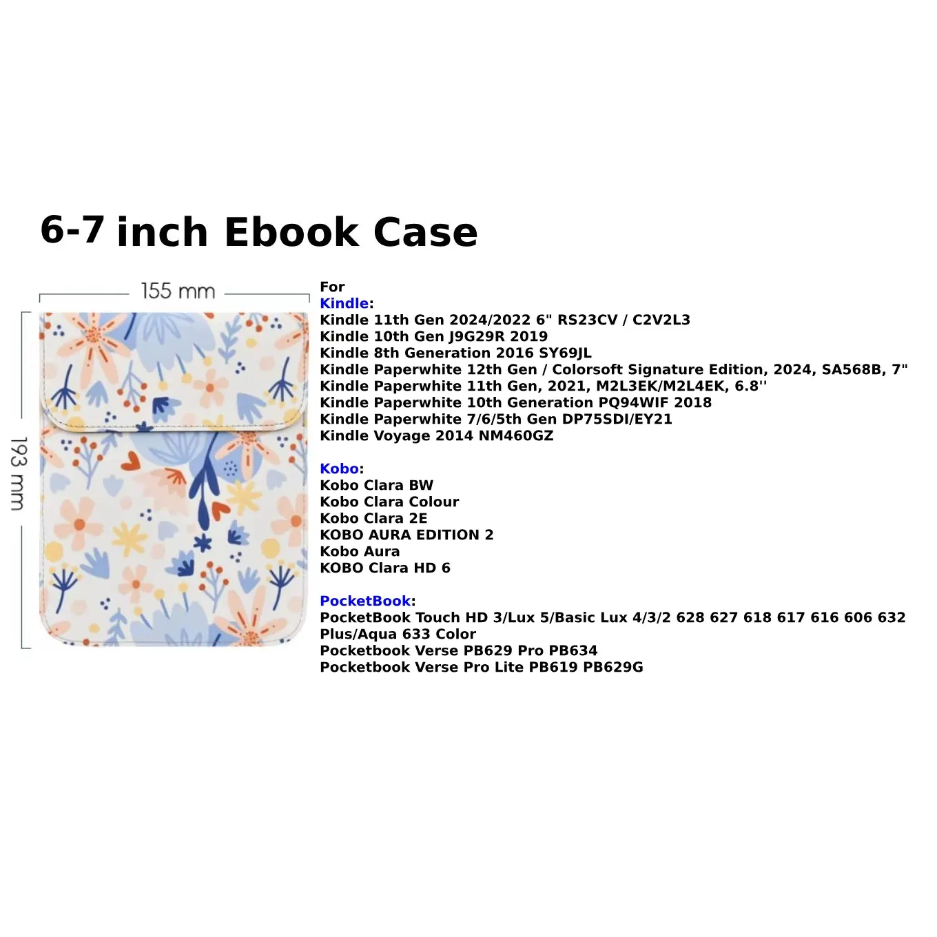 Фото Для Kindle Kobo Pocketbook Paperwhite Colorsoft Voyage Универсальный 6-7-дюймовый чехол для электронной книги Магнитный чехол Кожаный чехол №2