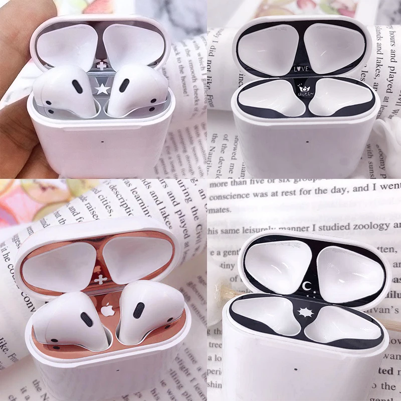 

Защитная накладка для наушников airpods1/2 Bluetooth, внутренняя накладка с узором, наклейка для гарнитуры, металлическая Пылезащитная наклейка, чех...