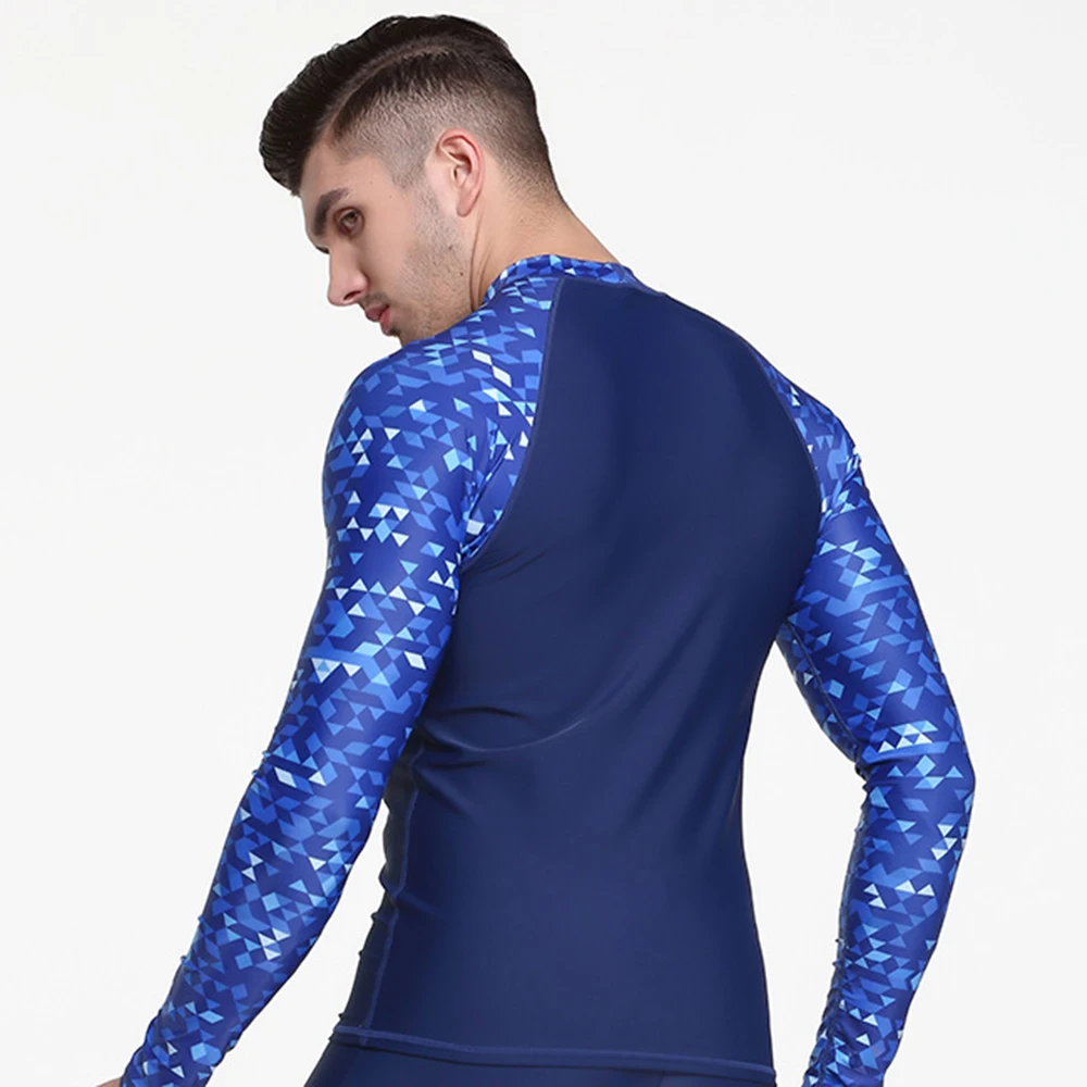 Fashion Men's Printed Split Long Sleeve Swimming Surf Top Water Sports Sunscreen Quick Dry Beach Swimming Surf Wear M-3XL