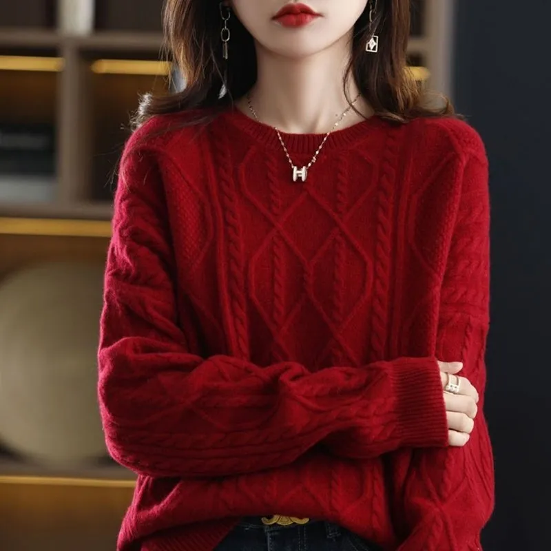 

New Arrival Autumn Winter Korean Style Women Long Sleeve O-neck Casual Sweater All-matched Good Quality Knitted Sweaters P428