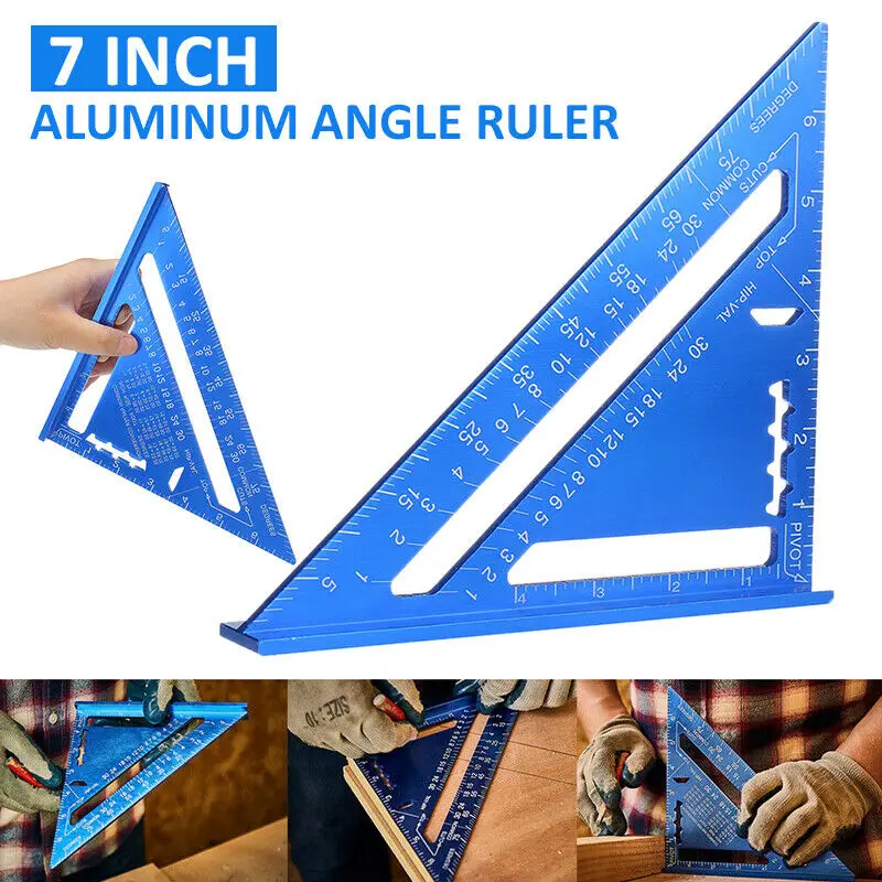 

Triangular Ruler Triangle Ruler Protractor Square Ruler Aluminum Alloy Woodworking Measuring Tools Gauges Carpentry Inch Metric