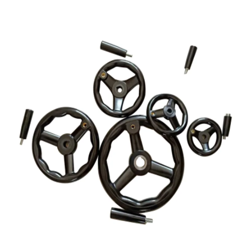 Black Milling Machine Lathe CNC Spoked Hand Wheel Wavy Round bakelite three handwheel 100/125/160/200/250mm
