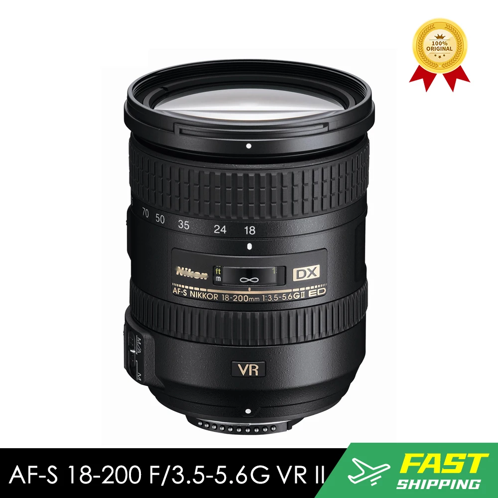 

Оригинальный стандартный зум-объектив Nikon AF-S DX 18-200 мм F/3,5-5,6G ED VR II с автофокусом для DSLR-камер Nikon