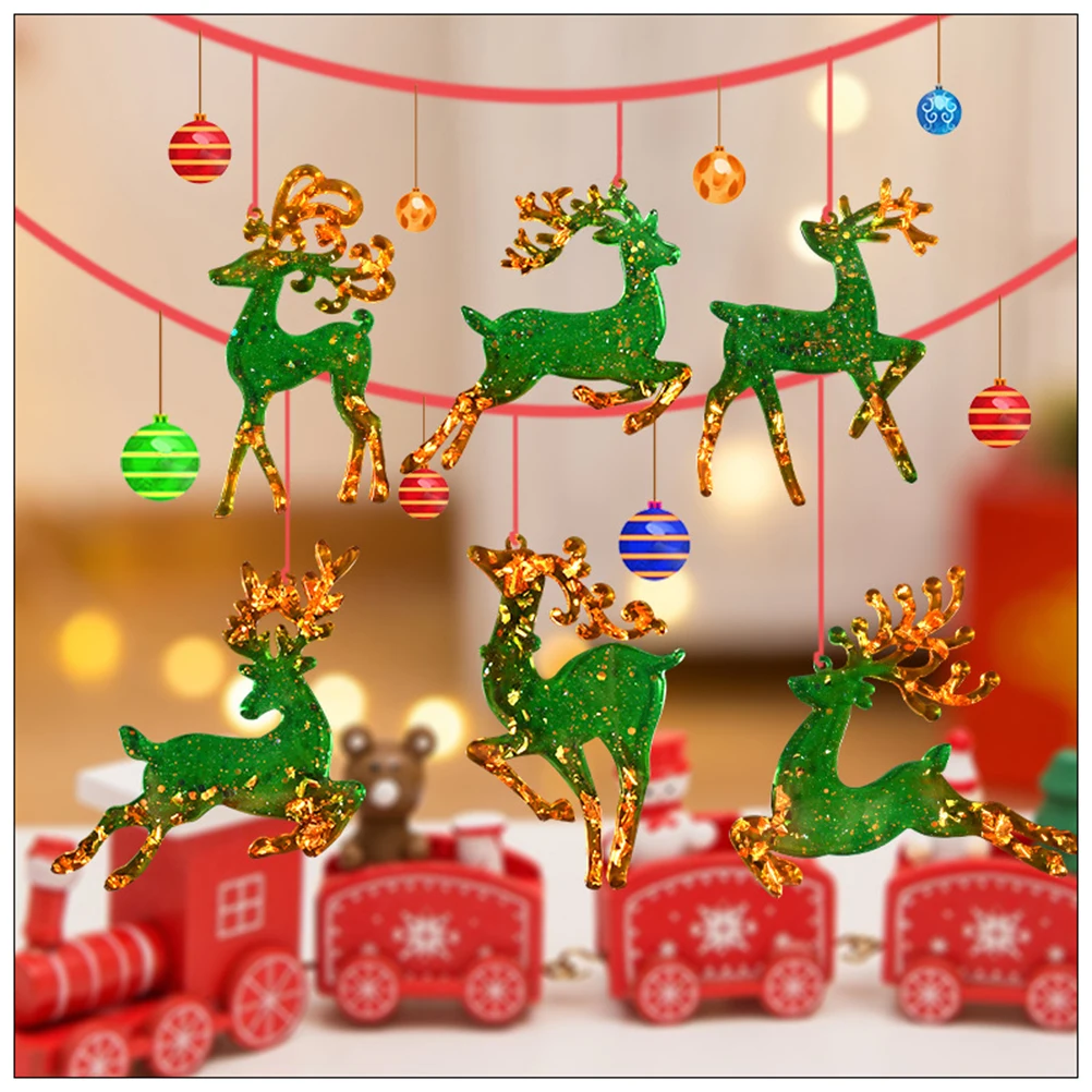 

3Pcs Elk Shaped Christmas Resin Moulds Silicone Moulds for Resin Casting Christmas Decorations Moulds Crystal Epoxy Resin Mold