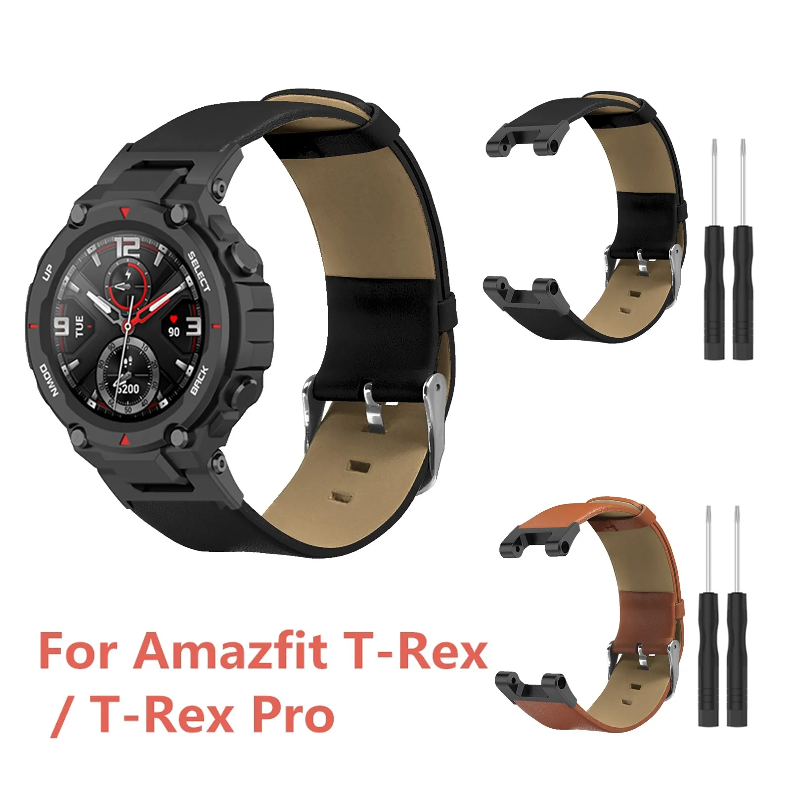 

Ремешок для Huami Amazfit T-Rex/T-Rex Pro, двухсторонний ремешок из воловьей кожи первого слоя, высококачественные аксессуары для браслета умных часов
