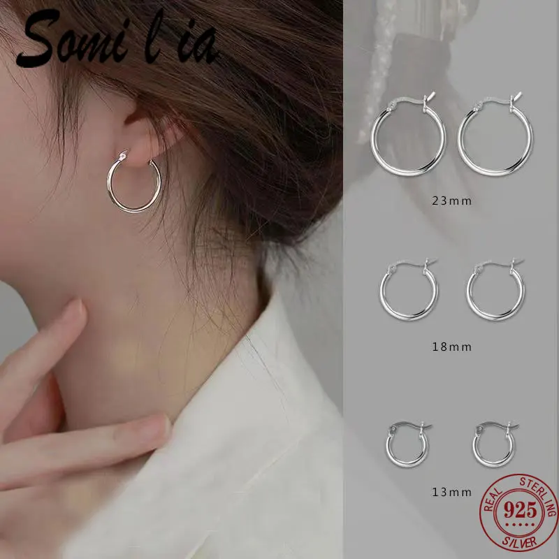 

Somilia Classic Hoop Earrings for Women And Men 925 Sterling Silver Jewelry Female Fashion Earring 13 18 23mm