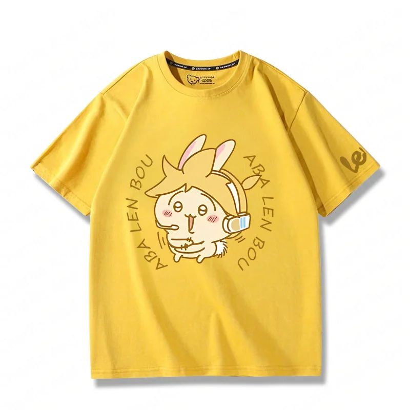 Chiikawa зеркальный звук двойной Звук с коротким рукавом футболка для мужчин и